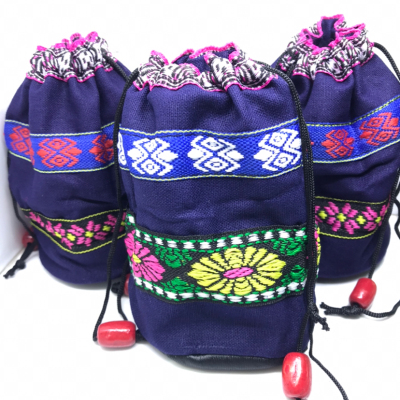 The small bucket bag made of cotton cloth can hold The small change key card multi-function bag