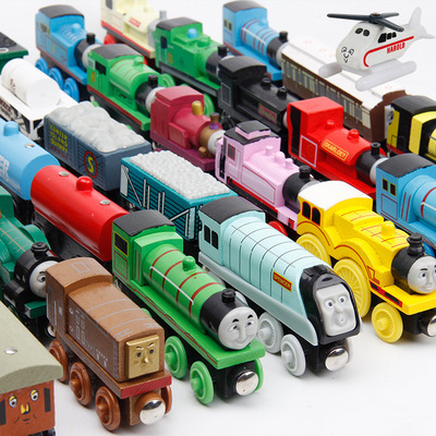 Wooden magnetic little train children's rail car Model toy c...