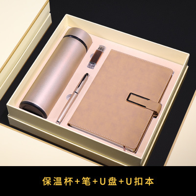 Business Gift Customized Logo Present for Client Souvenir Opening Gift 304 Vacuum Cup Signature Pen A5 Notebook