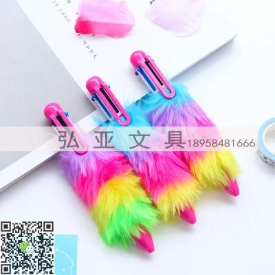 6 color ballpoint pen plush pen sequin pen, craft pen can be customized various decorative pens Hongya creative stationery