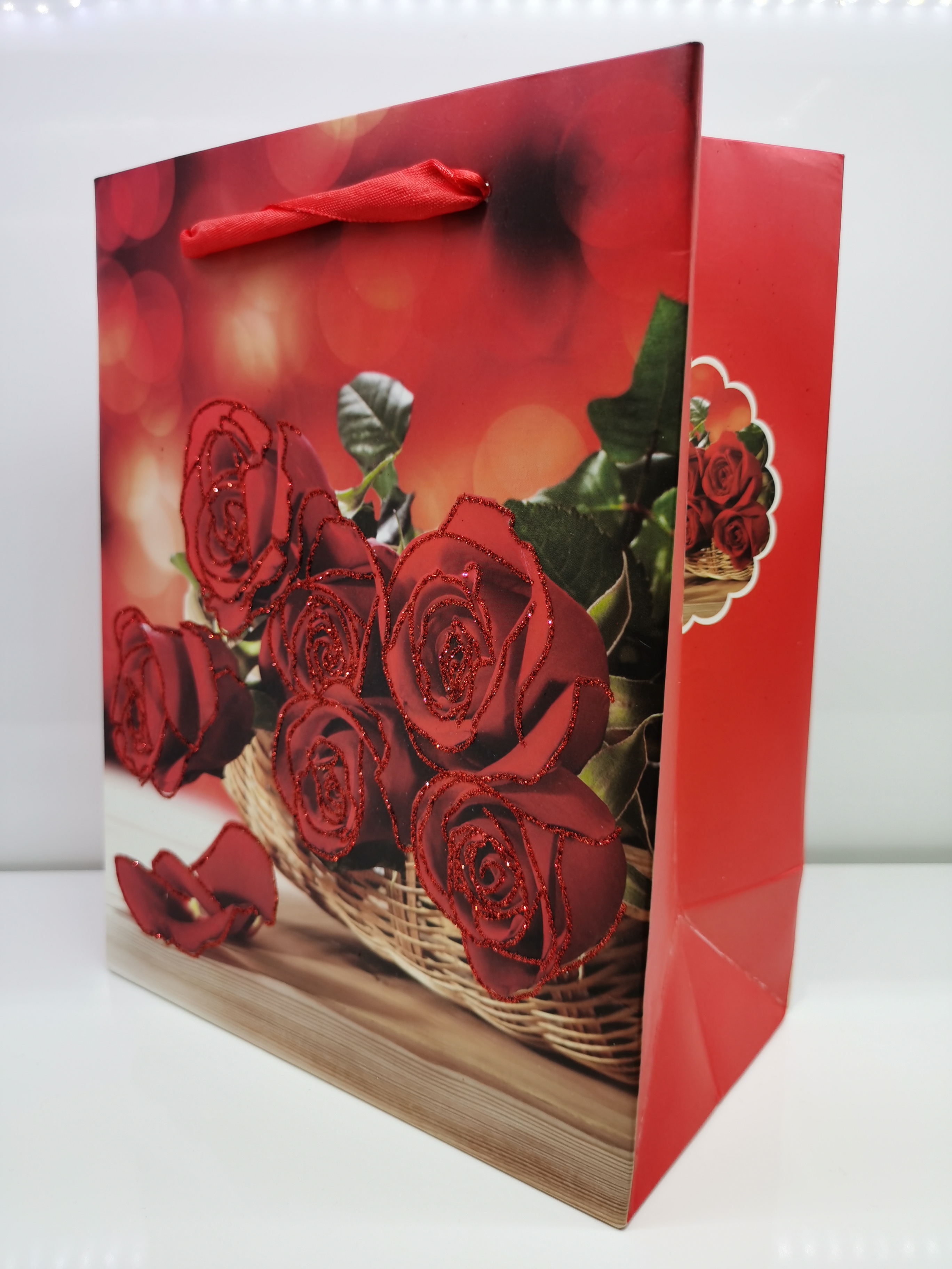 厂家直销情人节玫瑰花纸质礼品包装精品袋子 批发外贸礼品袋