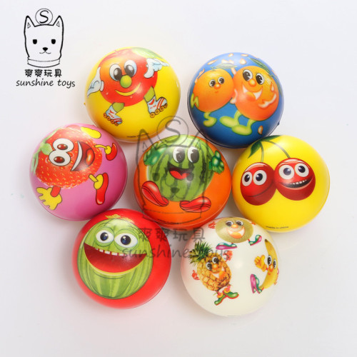 6.3 Fruit Cartoon Pu Ball Sponge Pressure Foaming Babies and Children‘s Toys Ball Factory Wholesale Pet Supplies