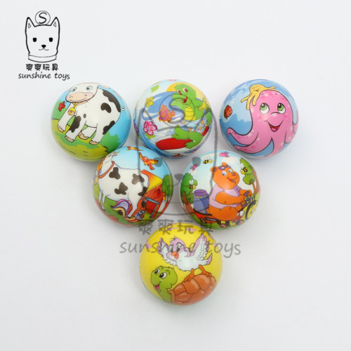 6.3 Cow Cartoon Pu Ball Sponge Pressure Foam Baby Toy Ball Manufacturers Wholesale Solid Pets