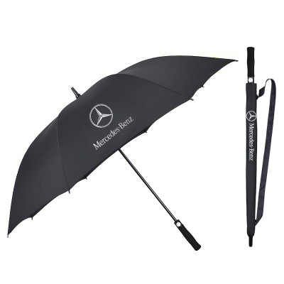 Supply Full fiber reinforced Windproof straight pole Golf umbrella spot  Benz 4S shop car supply label umbrella wholesale umbrella