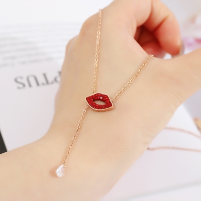 Titanium Steel, Japan and South Korea Dailuoq Lip Red Network Red Necklace Women's Korean-Style Students Simple Mori Girlfriends Personality