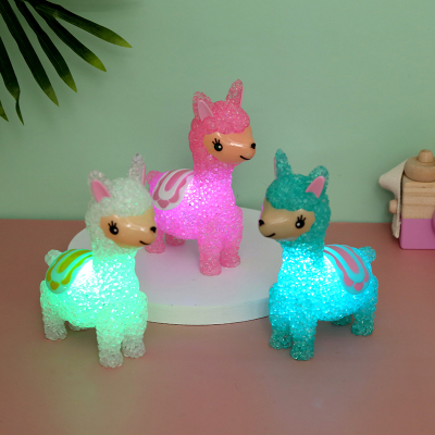 Yongyi No. 2 Alpaca Particles Decoration Gifts Crystal Ornaments Eva Particles Lights Led Luminous Seven-Color Night Light