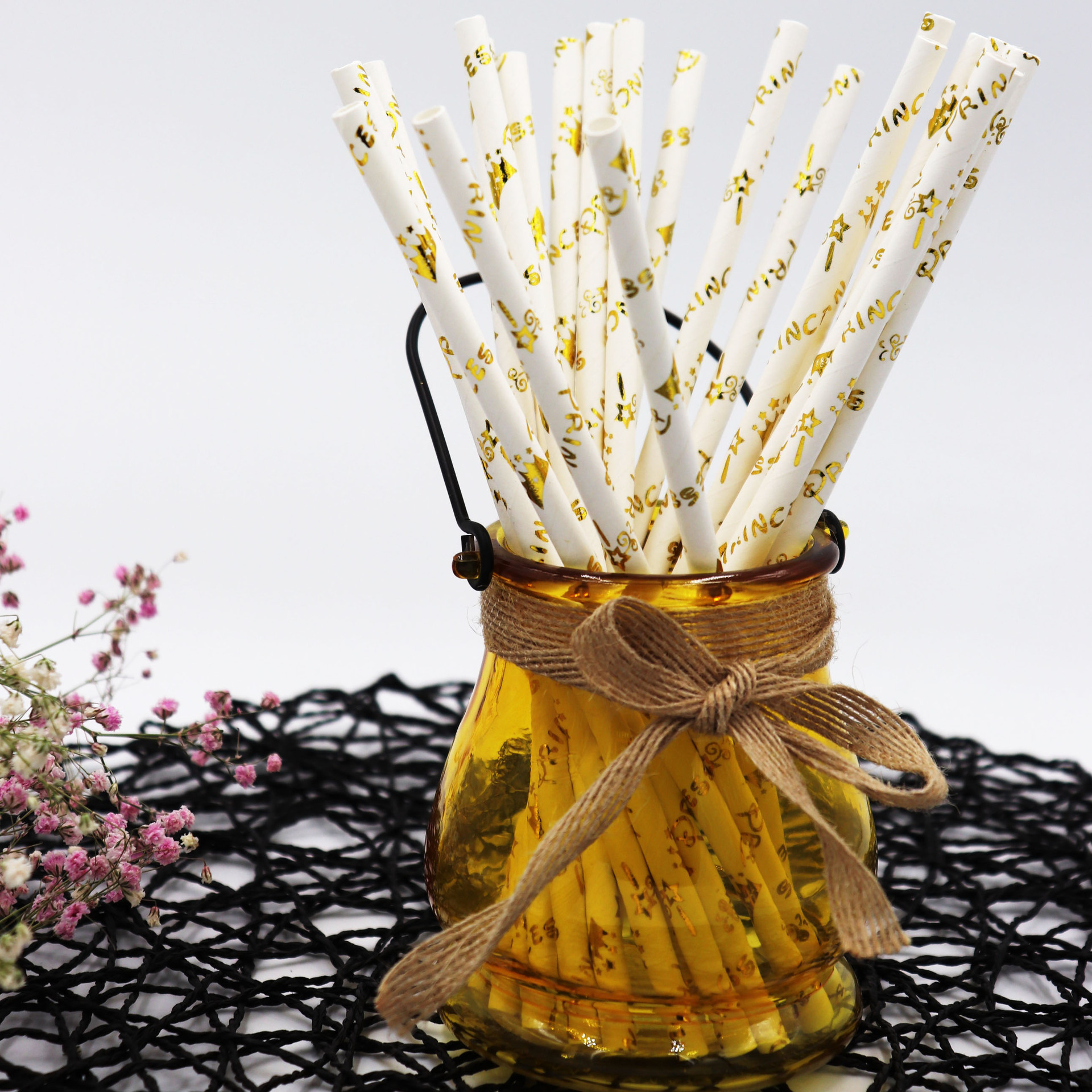 彩色草莓圣诞派对新奇创意艺术一次性饮料条纹可降解纸吸管定制