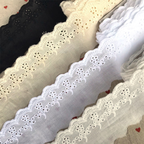 factory direct sales width 6.5cm four-color cotton lace diy cotton cotton thread hollow embroidery lace clothing accessories