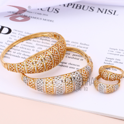 Ins Wind Niche Personality Micro Inlaid Zircon Temperament Bracelet Ring Classic High-Grade-Shaped Bracelet & Ring Set