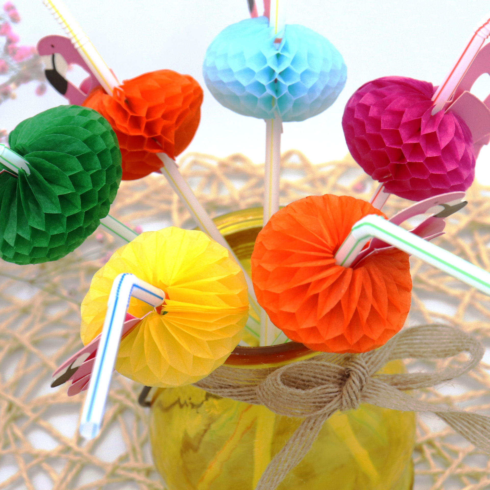 彩色圣诞派对新奇彩色创意艺术灯笼饮料条纹环保纸吸管降解定制