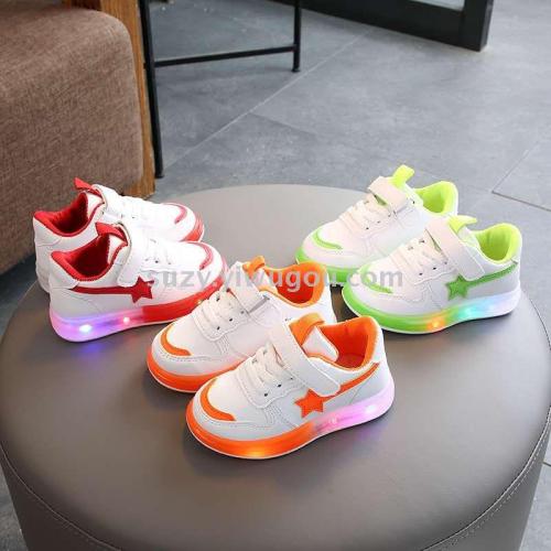 spring new lights baby shoes children‘s boys children‘s board shoes all-match white shoes toddler toddler shoes