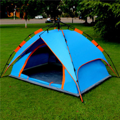 Wholesale Outdoor Travel Drawstring Hydraulic Double-Layer Automatic Tent Dual-Use Camping Tent 3-4 People Multi-Person Tent