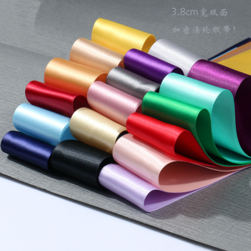3.8cm Encrypted Dacron Ribbon Ribbon Ribbon Satin Ribbon Rose Material 4cm Wide Packaging Hair Accessories Ribbon Double-Sided