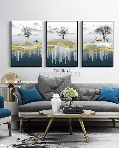 Nordic Living Room Painting Green Plant Fresh Triple Decorative Painting Modern Minimalist Dining Room Bedroom Sofa Background Wall Hanging Painting