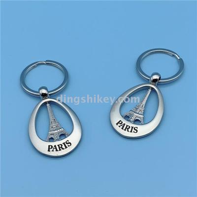 Guangdong Zinc Alloy Key Ring Metal Keychains Paris Tower Oil in Stock
