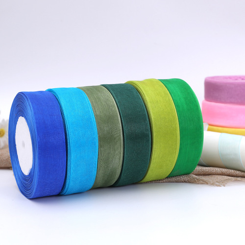 Factory Direct Sales 2cm Wide Transparent Organza Tape DIY Headwear Accessories Packing Ribbon Satin Ribbon Ribbon Chiffon Ribbon