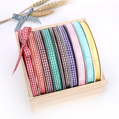 1cm wide pastoral style plaid ribbon handmade diy hair accessories ribbon flower gift box packaging ribbon bow ribbon