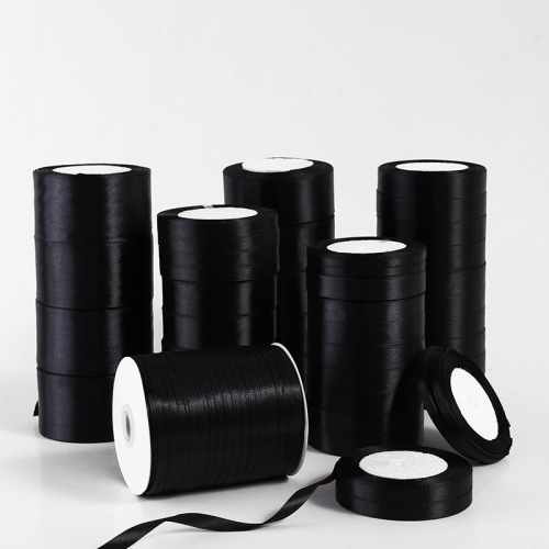 0.6-4cm Wide Pure Black Ribbon Gift Box Packaging Baking Rope Handle Ribbon DIY Bow Small Flower Ribbon