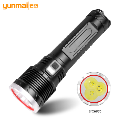 New 3*XHP70 10000LM flashlight Type-C rechargeable smart screen tactical flashlight