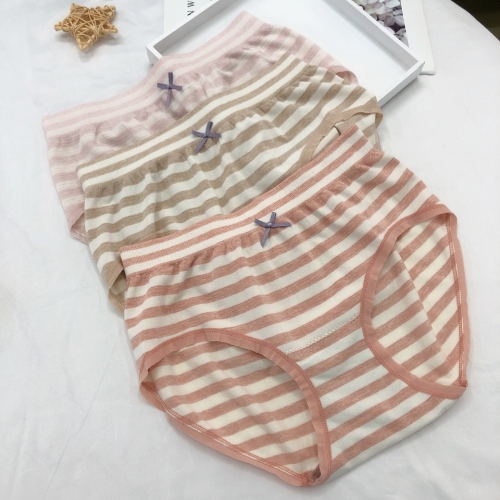 striped underwear women‘s underwear briefs navy style briefs bow embellished loose elastic waist head