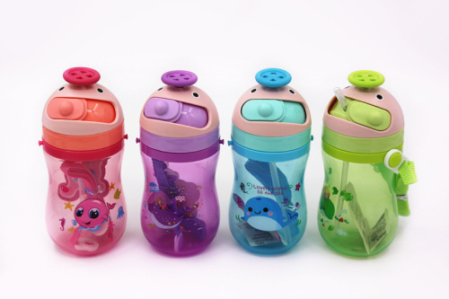 new pp dolphin slide cover children‘s strap environmental protection straw cup sports kettle gift cup