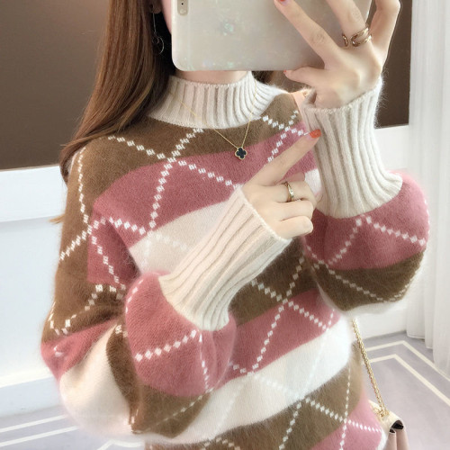 winter thick women‘s knitted sweater factory tail goods wholesale korean loose coat women‘s sweater stall supply