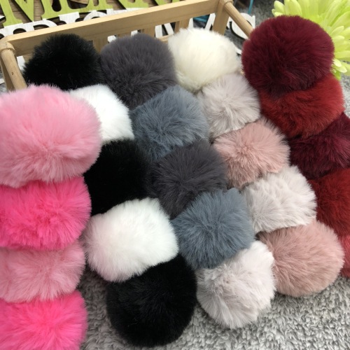 manufacturers supply color with buttons imitation rabbit fur ball wool-like ball bag keychain accessories plush ball customization