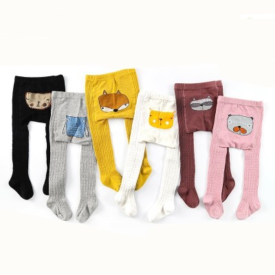 Spring and Autumn new children's pantyhose cartoon big PP embroidery cotton knitted baby socks baby leggings