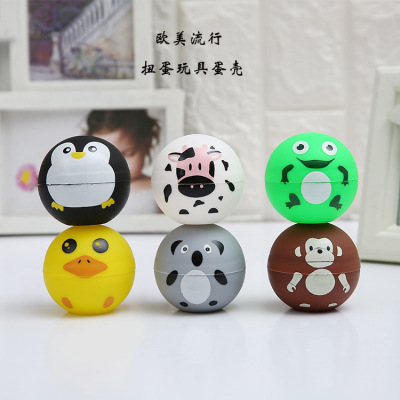 Creative cartoon plastic capsule twist egg shell printing animal ball toy puzzle piggy bank gift manufacturers