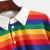 Hoodie rainbow stripe lapel open sexy crop navel long sleeve T-shirt women's back-to-school season early fall top