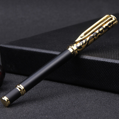 factory wholesale signature pen creative stationery set hollow carved metal water-based pen logo gel pen