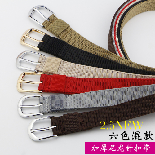 2. 5cm women‘s nylon alloy pin buckle cloth belt military training kids fashion youth women‘s belt women‘s belt