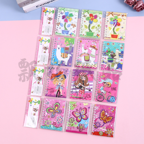 cute coil book for girls and children small notebook handheld notebook cartoon diary three-pack