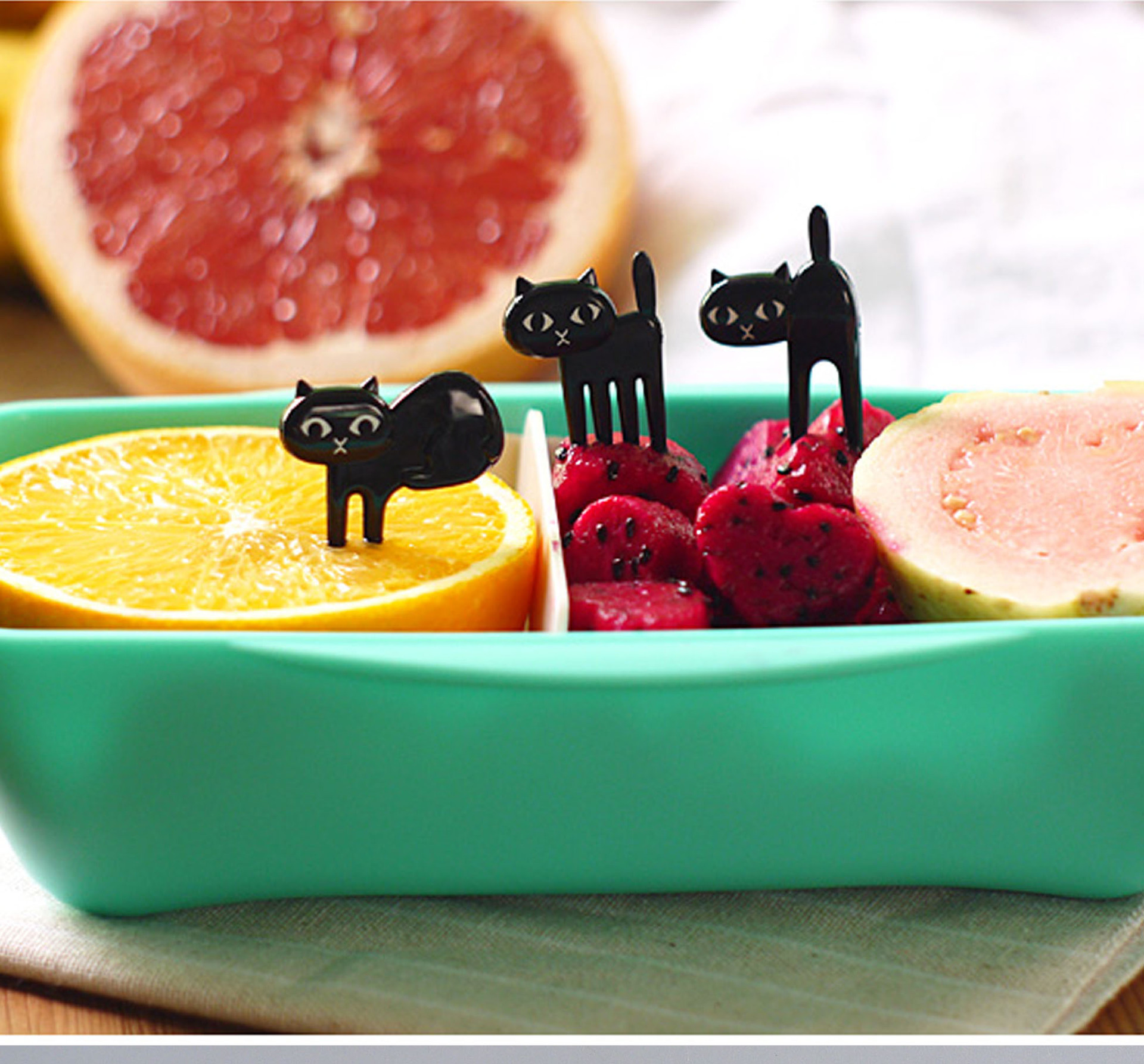 New!!!!! Creative Feline reward fruit fork fancy bento decoration sign cat mini fruit fork