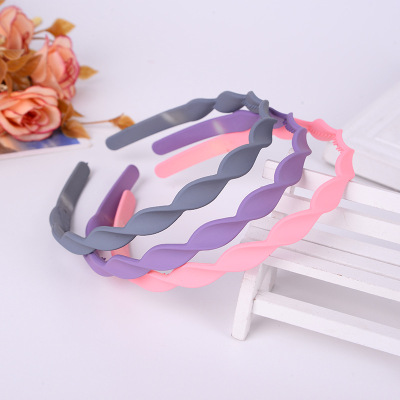 Manufacturers direct environmental protection plastic headband fashion candy color mahua face makeup rubber frosted hair band