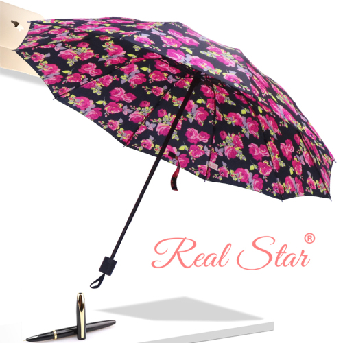 H310 Tri-Fold Hand Umbrella Bold Umbrella Rib Large Flower Umbrella Umbrella 10 Framework Umbrella