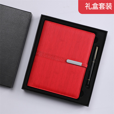 notebook customized business a5 loose-leaf meeting recording book leather pu office notepad customized logo