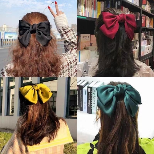 tiktok same style red large bow hairpin back spring clip lolita hairpin hair accessories internet celebrity clip
