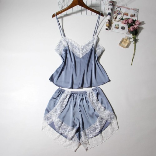 Pajamas Women‘s Spring/Summer New Suspender Shorts Two-Piece Lace Sexy Home Wear Suit Korean Style