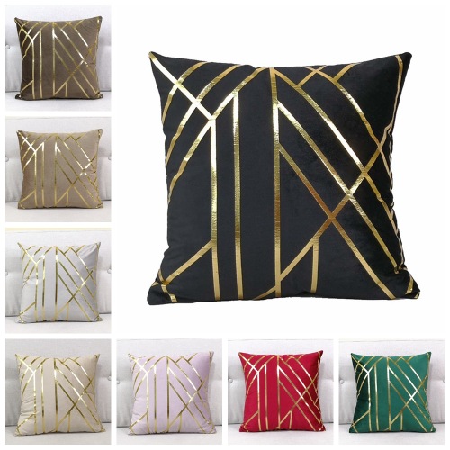 Home Decoration Velvet Pillow Cover Bronzing Cushion Printed Pillows Stripe Pillow Waist Rest Amazon Hot