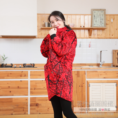Winter Apron Women's Fleece-Lined Thickened Adult Overclothes Warm Unlined Long Gown Long Adult Fashion Kitchen Household Cotton Padded Jacket