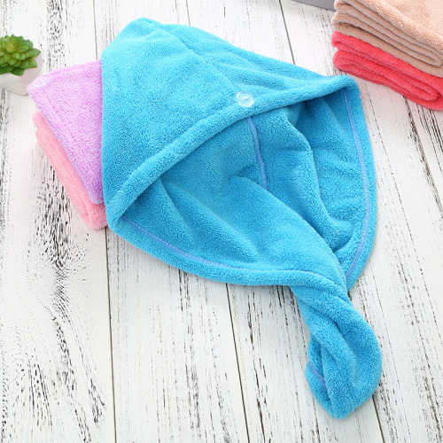 weft-knitted coral fleece hair drying cap spot supply soft absorbent long hair cute wipe head blow-free quick-drying shower cap