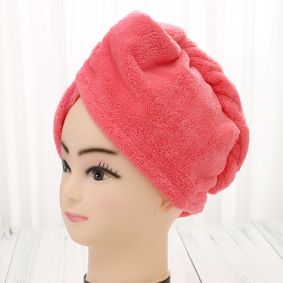 Weft Knitted Coral Velvet Hair-Drying Cap Available in Stock Soft Absorbent Long Hair Cute Wiper Blow-Free Quick-Drying Shower Cap