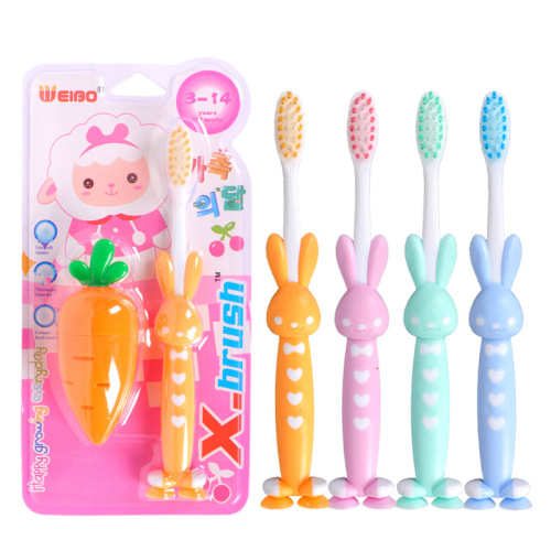 Children‘s Cartoon Toothbrush Soft Bristle Carrot Pencil Sharpener Bunny Toothbrush Set Wholesalers Super Primary School Students