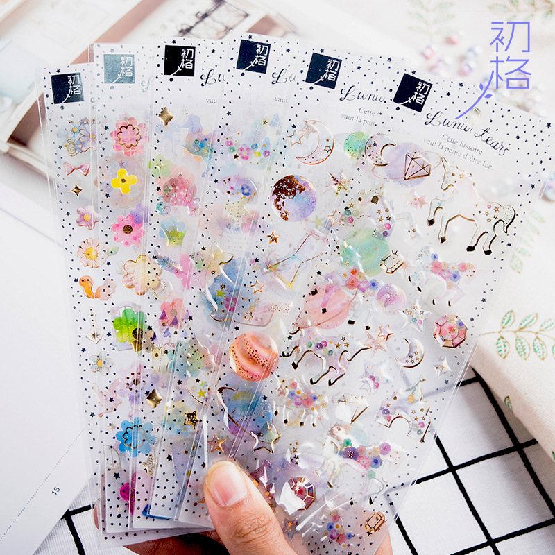 Unicorn crystal drop stickers stick picture girl heart dream hot gold 3D DIY decorative mobile phone