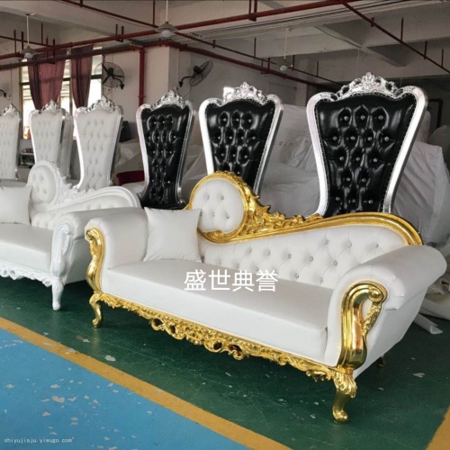 Yiwu Foreign Trade Wedding Sofa Hotel Solid Wood Chaise Longue Taffy Chair Beauty Bed European High-End Living Room Sofa