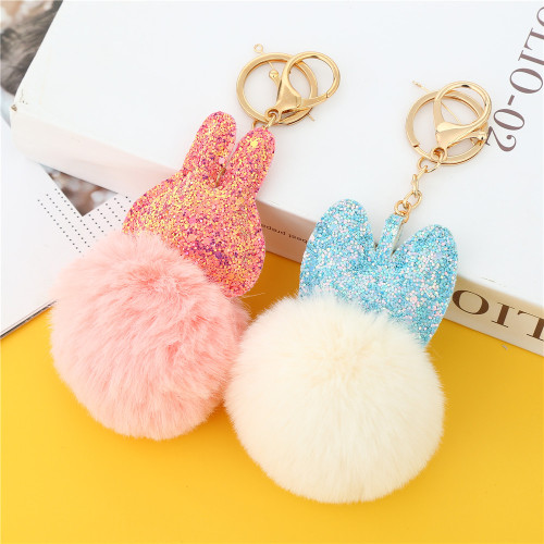 Customizable Rabbit Hair Ball Pendant Imitation Rabbit Fur Keychain Mobile Phone Pendants Accessories