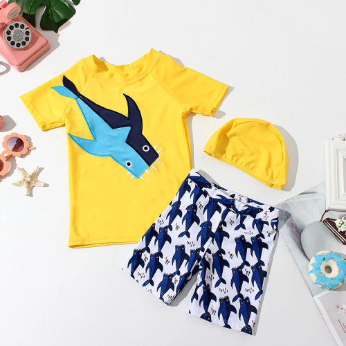 New Korean Children‘s Split Swimsuit Baby Split Cartoon Shark Small and Medium Boys Infant Swimsuit Set