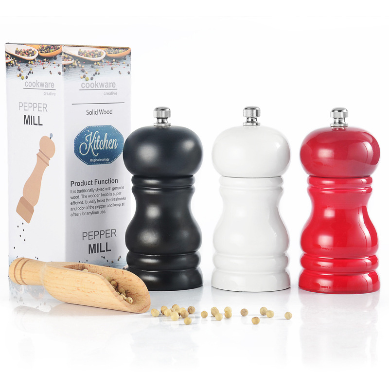 Solid wood pepper grinder Manual pepper grinder Black pepper seasoning Bottle Prickly ash PU lacquer