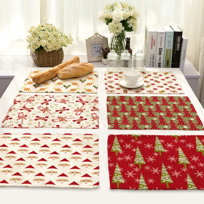 Factory direct Norse wind Deer Antler Christmas tree cotton hemp western mat primary supply placemat MX0003